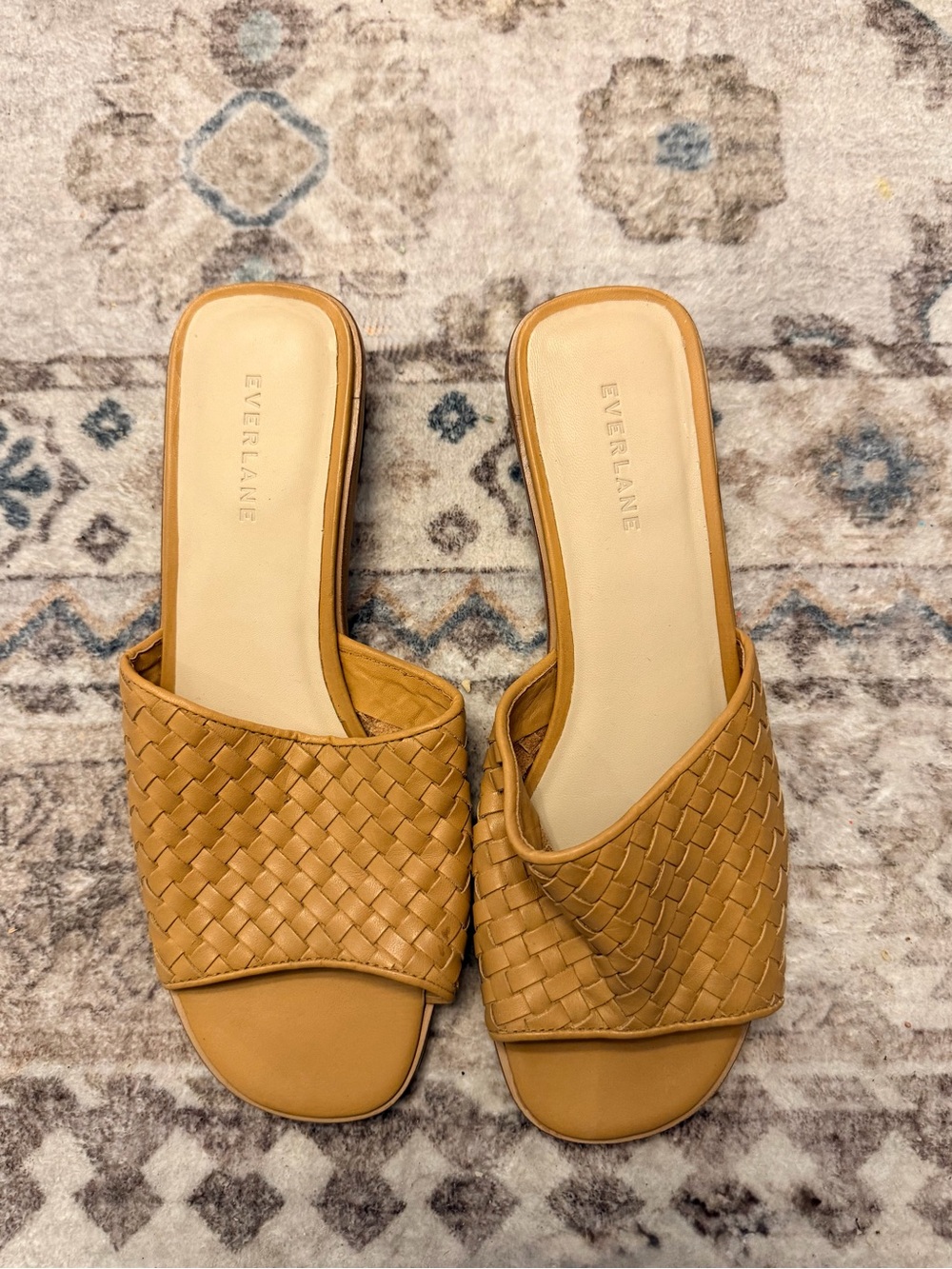 Everlane Woven Tan Slide Mules